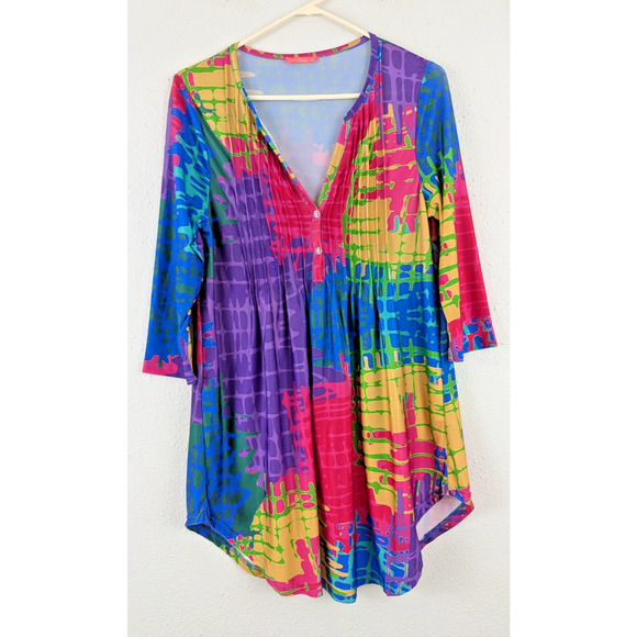 Simply Aster by Firmiana sz M Tunic Knit Top stretchy multi color 2604 - Picture 1 of 6